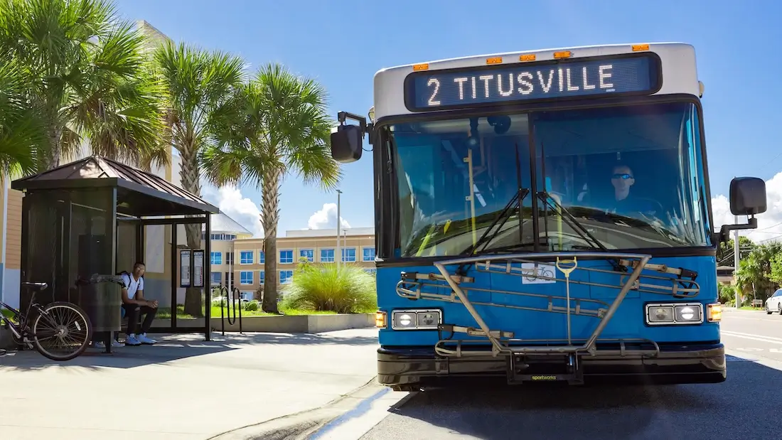 Bus at bus stop